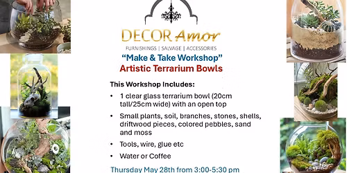  \u201cMake & Take Workshop\u201d-Artistic Terrarium Bowls