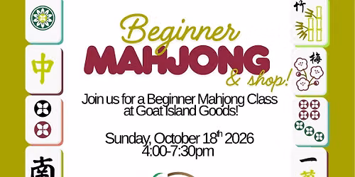 Beginner Mahjong & Shop at Goat Island Goods