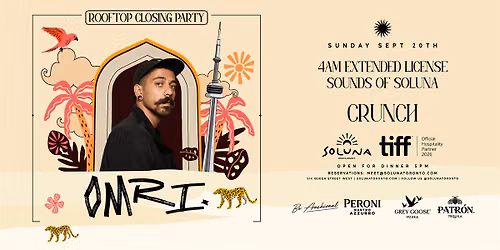 Soluna Sundays Finale with OMRI - TIFF Edition Sept 20