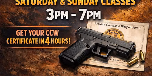 $20 Multi-state recognized Concealed Carry Permit Coming to bullhead city! (Special weekend pricing)