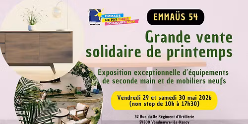 \ud83d\udecb\ufe0f GRANDE VENTE SOLIDAIRE \u2022 Emma\u00fcs Vandoeuvre \ud83d\udca5