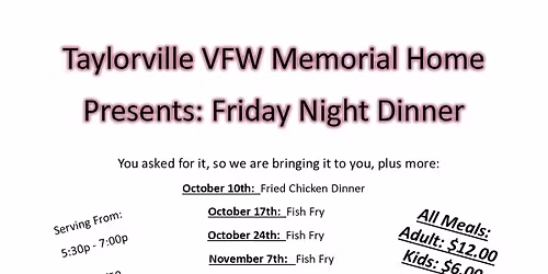 Memorial Home Friday Night Dinners