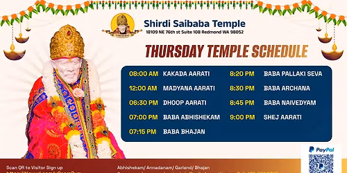 THURSDAY TEMPLE SCHEDULE 