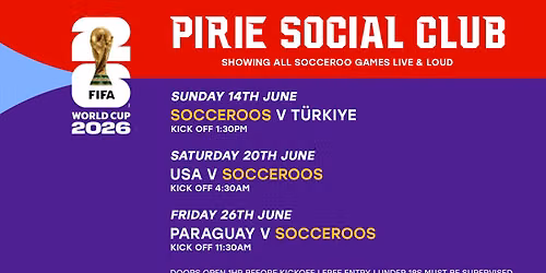 Pirie Social Club - USA v Socceroos 2026 World Cup