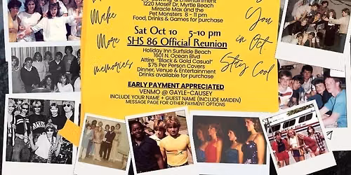 SHS 86 40th Reunion - Official SHS 86 Class Reunion Night