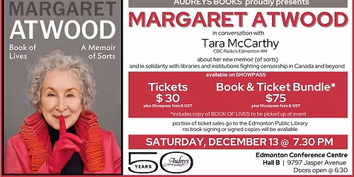 SOLD OUT Margaret Atwood in Conversation SOLD OUT
