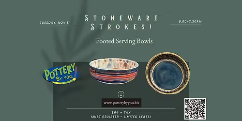 Stoneware Strokes! Footed Serving Bowls at Pottery By You!