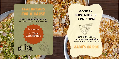 Flatbreads for a Cause to Benefit Zach's Bridge - Rail Trail Flatbread Co - Hudoson, MA