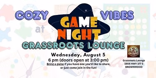 Cozy Game Night Vibes At Grassroots - Bring Your Favorites