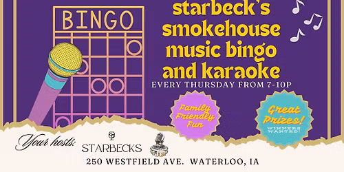 Music Bingo and Karaoke Thursdays at Starbeck's Smokehouse