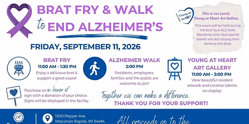 Brat Fry & Walk to End Alzheimer's at Renaissance by Rennes - WI Rapids