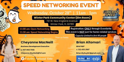 Ludicrous Speed Networking in Orlando \u00b7 October \u00b7 Winter Park Edition