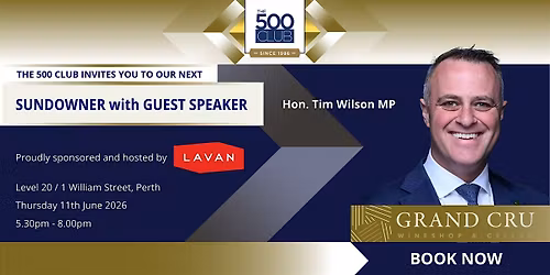 The 500 Club Sundowner - Sponsored by Lavan