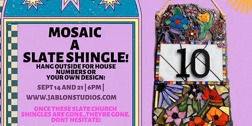 Mosaic a Slate Shingle! House Numbers or your own design!
