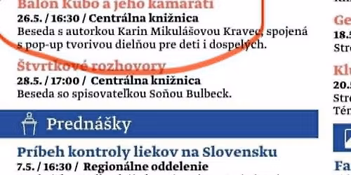 Beseda s autorkou detskej knihy  - Bal\u00f3n Kubo a jeho kamar\u00e1ti