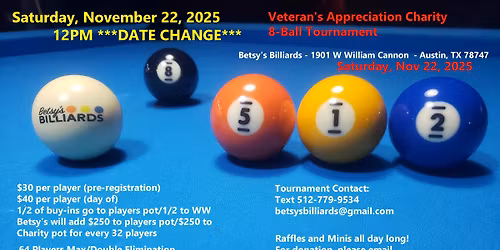 Charity Tournament to Benefit Wounded Warrior Project*** DATE CHANGE
