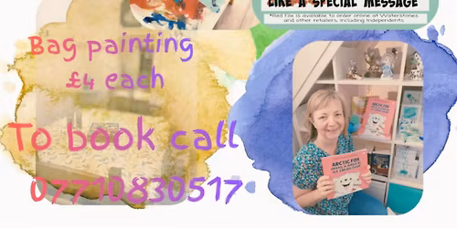 Author visit and bag painting