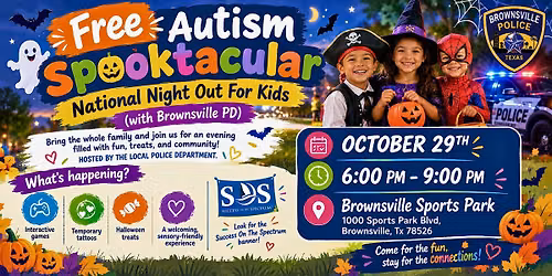 Free Autism Spooktacular National Night Out For Kids (with Brownsville PD)