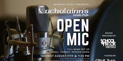 Cuchulainn's Open Mic Tues. August 11th hosted by Matt Zaddy