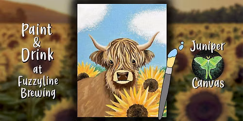 Paint & Drink at Fuzzyline Brewing: Sunny Highland Cow