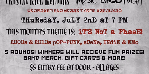 EMO MUSIC BINGO NIGHT - IT'S NOT A PHASE!