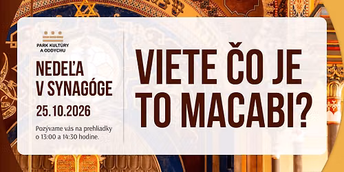 NEDE\u013dA V SYNAG\u00d3GE | VIETE \u010cO JE TO MACABI?