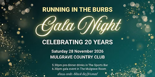 Running in the Burbs 20 Year Anniversary Gala Dinner