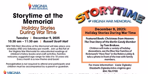 Storytime at the Memorial:  Holiday Stories During War Time