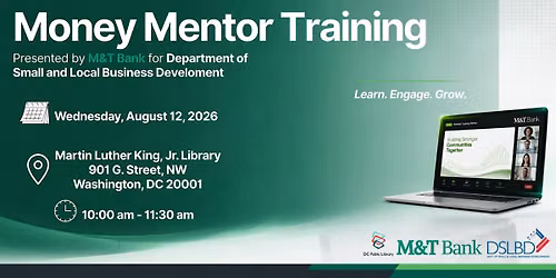M&T Bank Money Mentor Training in Collaboration with DSLBD - IN PERSON