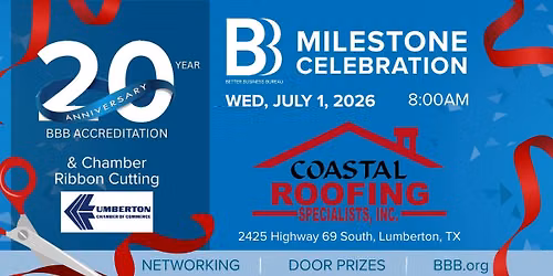 BBB Milestone Celebration: Coastal Roofing Specialists, Inc.