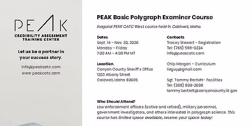 Polygraph Examiner Certification Basic Course in 2026