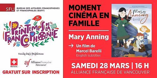 Printemps de la francophonie | Moment cin\u00e9ma en famille: Mary Anning
