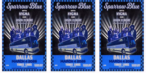SPARROW BLUE w\/ NYGMA and JASON ELMORE LIVE IN DALLAS, TX @ THREE LINKS!