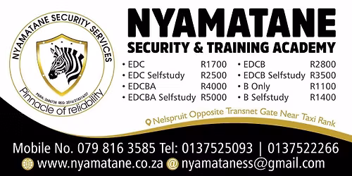 Security Training is open (079) 816-3585