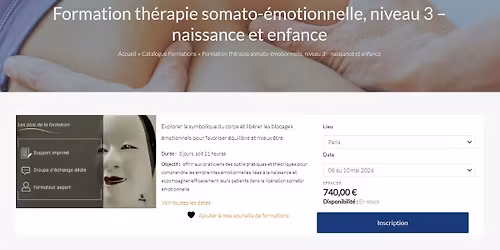 Formation th\u00e9rapie somato-\u00e9motionnelle, niveau 3 \u2013 naissance et enfance