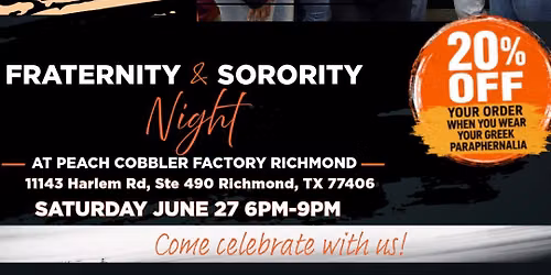 Fraternity & Sorority Night at The Peach Cobbler Factory - Richmond