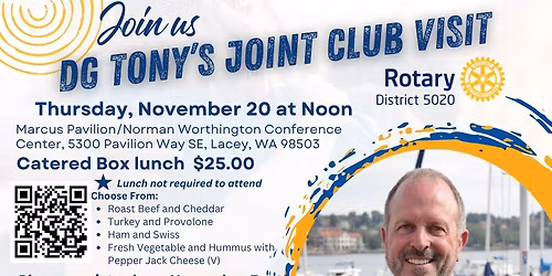 Rotary District 5020 District Governor Tony Camoroda.  A joint Presentation Area 130\/140