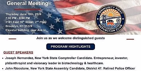 Community First Republican Club General June Meeting