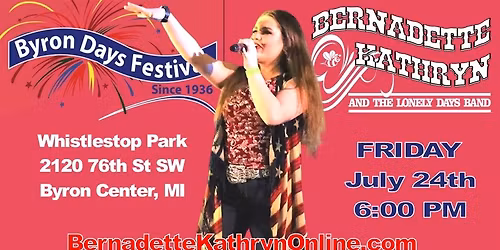 Bernadette Kathryn and the Lonely Days Band RETURNS to Byron Days