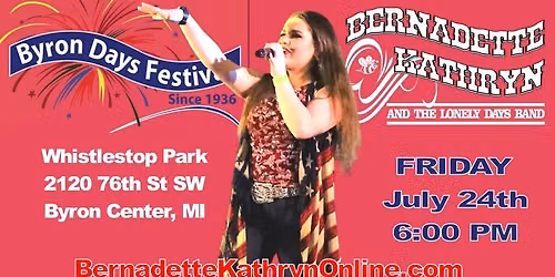 Bernadette Kathryn and the Lonely Days Band RETURNS to Byron Days