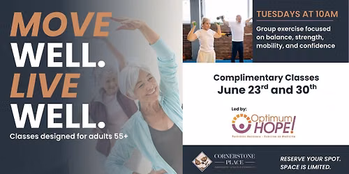 Move Well. Live Well. - Free Fitness Classes for Adults 55+ on June 23rd
