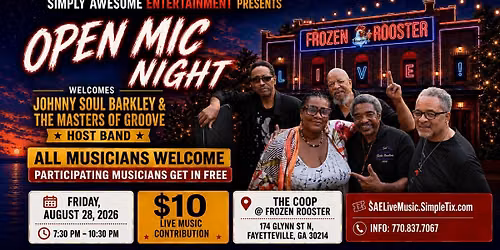 SAE OPEN MIC NIGHT Host Band Johnny Barkley & The Masters of Groove