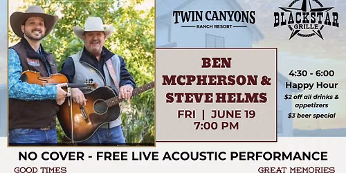 Ben McPherson & Steve Helms - FREE Live Music at Black Star Grille & Music Venue