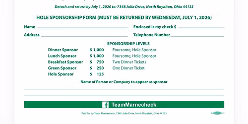 North Royalton Council President Paul Marnecheck's 2nd Annual Golf Classic"