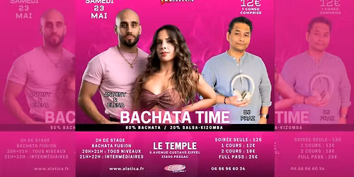 Soir\u00e9e "Bachata Time" - Samedi 23 Mai 2026 - Salle Le Temple - 33600 Pessac