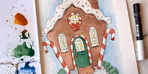 Gingerbread House Watercolor Workshop at Freedom Run Winery