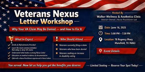 Supporting Veterans: Nexus Letter Workshop Invitation