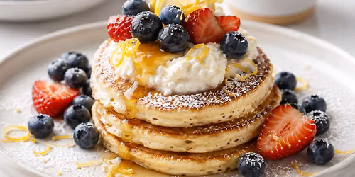 Lemon Ricotta Pancakes & Grilled Pineapple Mimosas