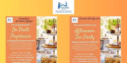 Te Parti Prynhawn HAHAV Ceredigion Afternoon Tea Party