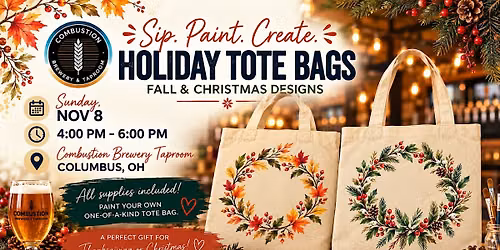 Paint Your Own Holiday Tote Bag | Fall & Christmas Wreath Workshop